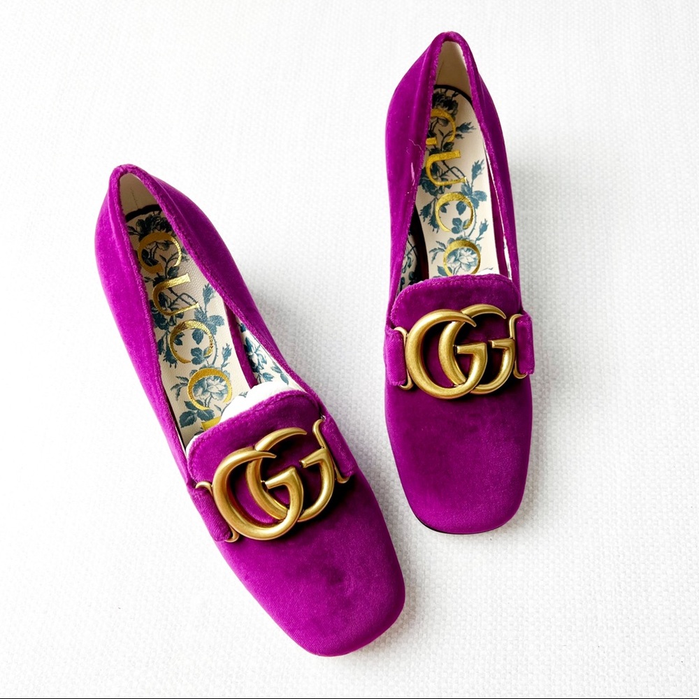 NIB Gucci Marmont GG Suede Loafer Pumps